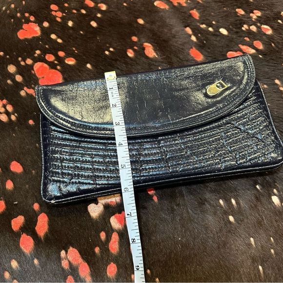 Vintage Debonair Roystone navy blue envelope style clutch - Picture 12 of 14